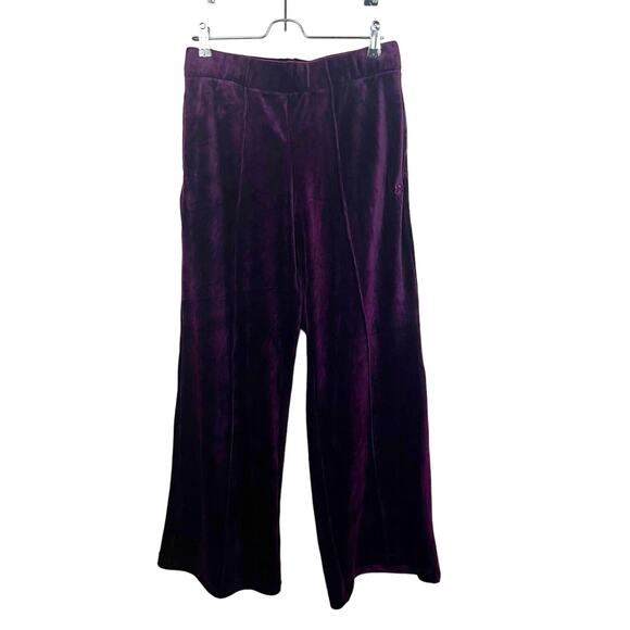 NWT Joe's Sz Medium Purple Aubergine Velvet Velour Wide Flare Pants Sweatpants - Picture 1 of 9